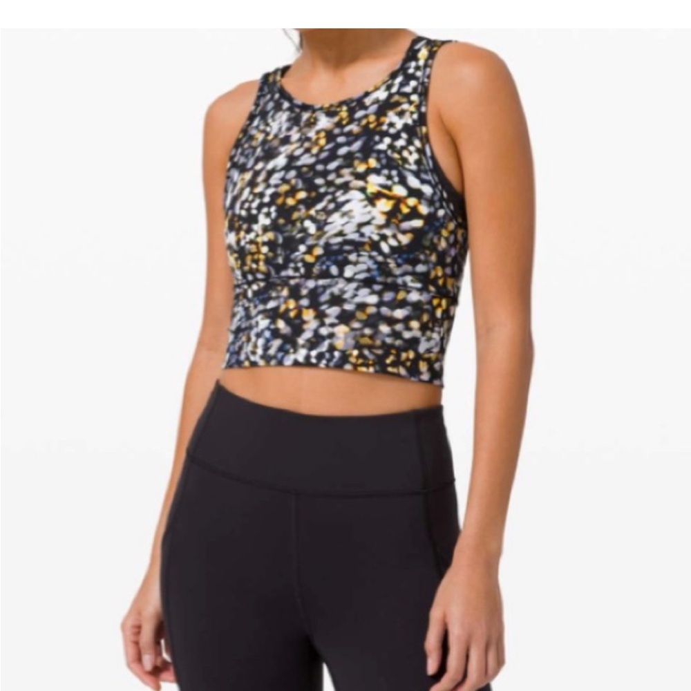 LULULEMON POWER PIVOT TANK IN METROPOLIS GLOW size 2/4 Reversible Cropped EUC